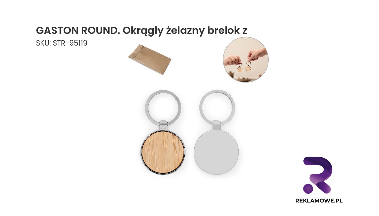 GASTON ROUND. Okrągły żelazny brelok z cynku i bambusa GASTON ROUND – okrągły żelazny brelok
