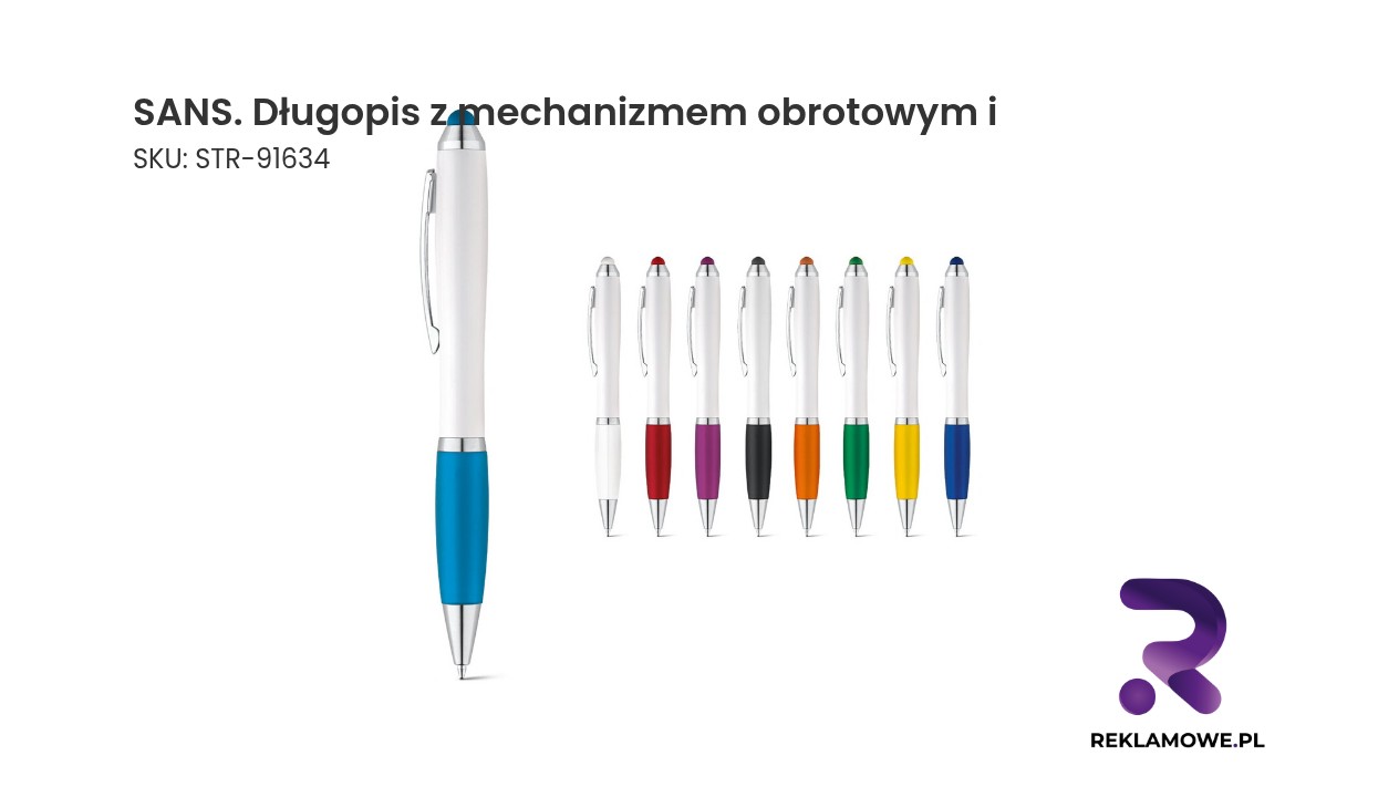 SANS. Długopis z mechanizmem obrotowym i metalowym klipsem SANS długopis z mechanizmem obrotowym i – elegancki długopis reklamowy