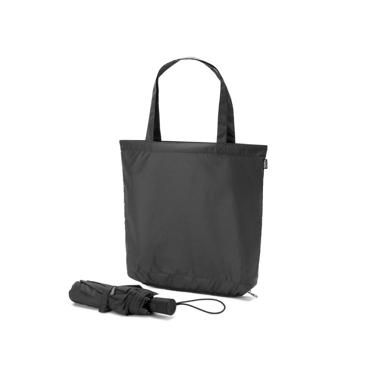 SKYLAR. Parasol 2 w 1 z torbą na zakupy z poliestru z recyklingu w zestawie 99094_set